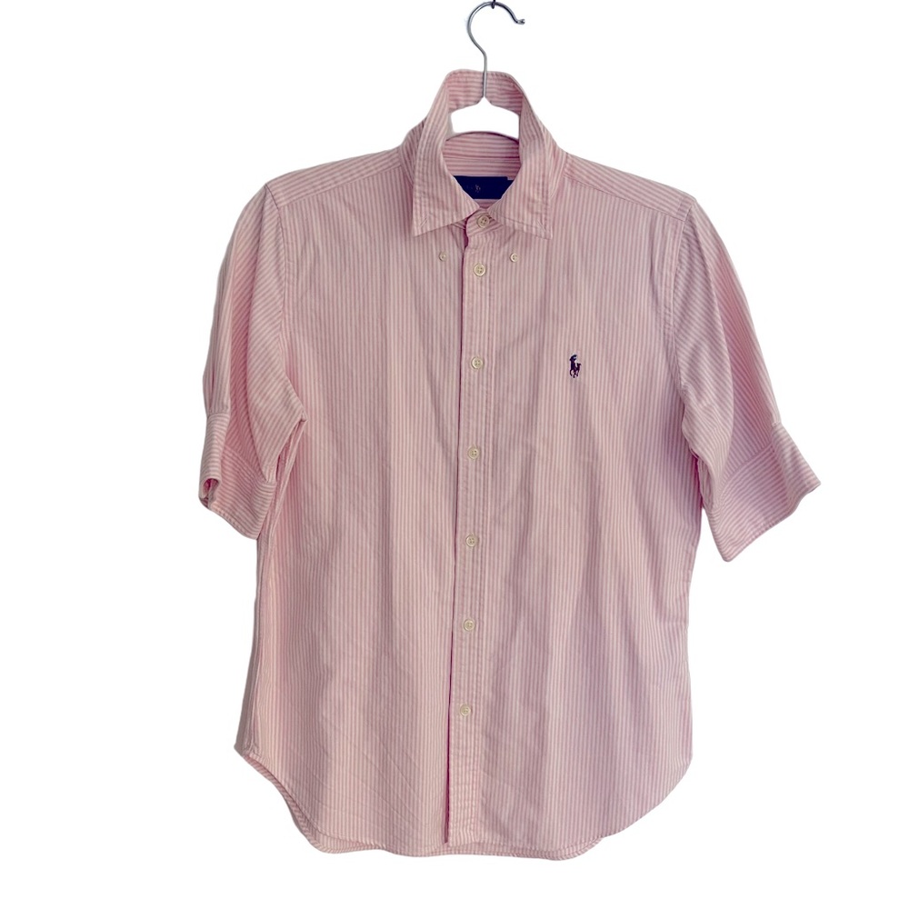 Womens Ralph Lauren pink striped polo size medium